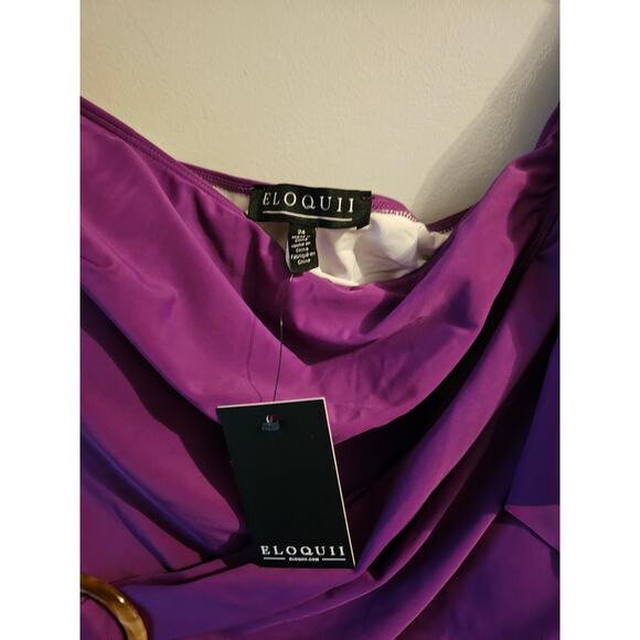 Eloquii purple One Shoulder Cascade Ruffle Swimsuit one piece sz 24 new SW21 - Picture 6 of 8